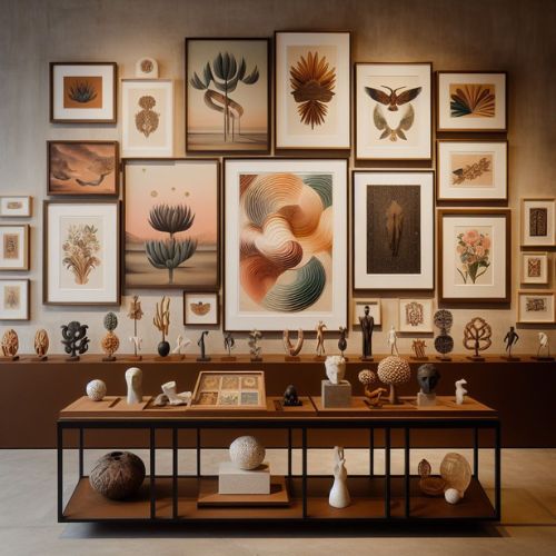 Gallery walls and displays with a modern Mexican theme