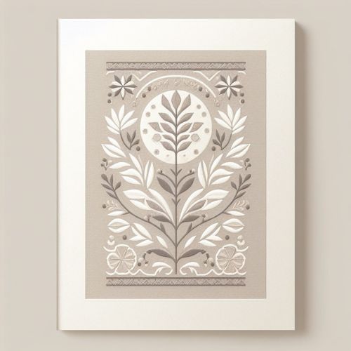 Minimalist Otomi embroidery in a neutral color palette
