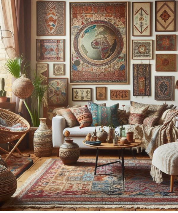 Boho living room enriched with global inspirations