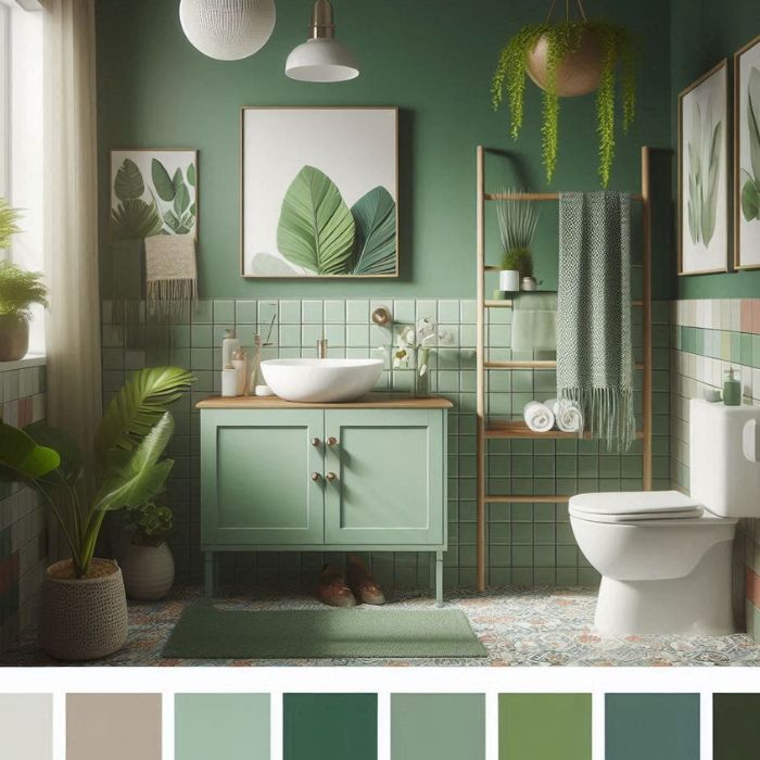 Colour Scheme Ideas for a small bathroom with shades of green
