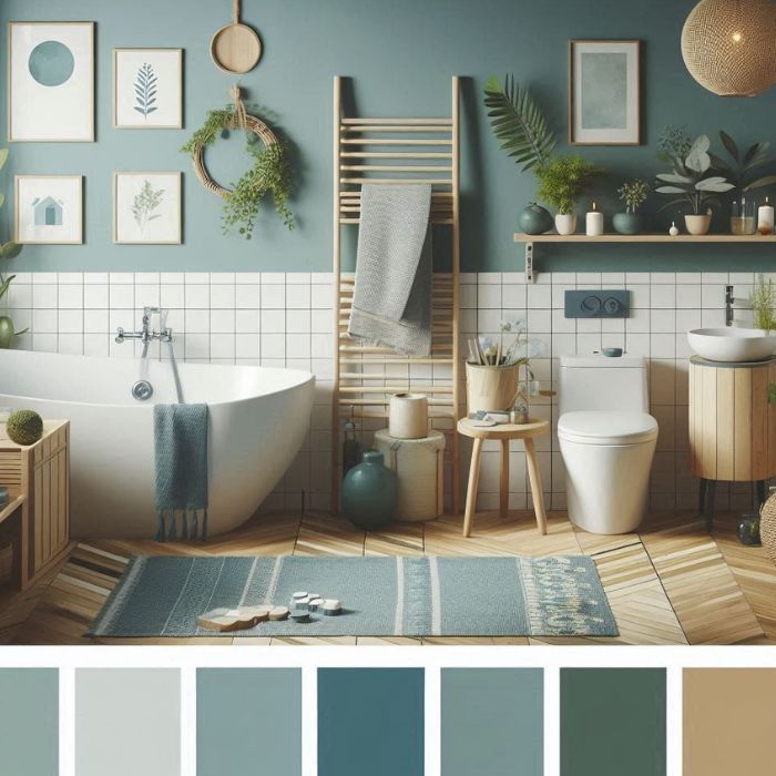 Colour Scheme Ideas for a small eco-friendly bathroom with sustainable materials