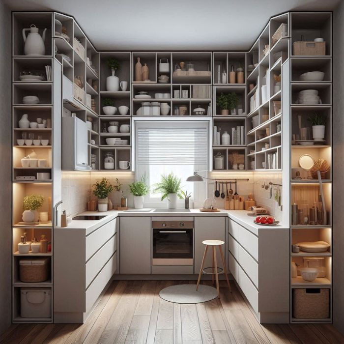 Compact L-Shaped Layout kitchen maximizing space with efficient use of corners