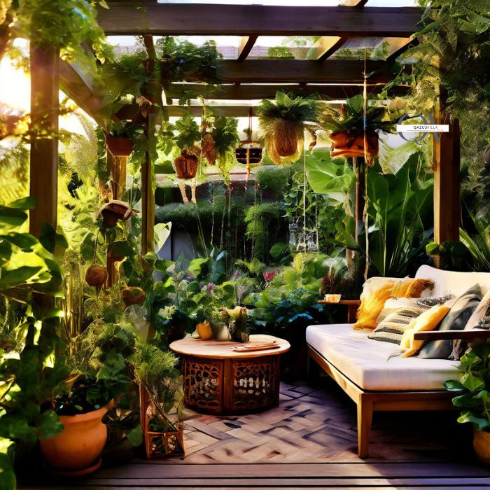 Creating A Lush Landscape: a boho patio with plants that thrive in the local climate