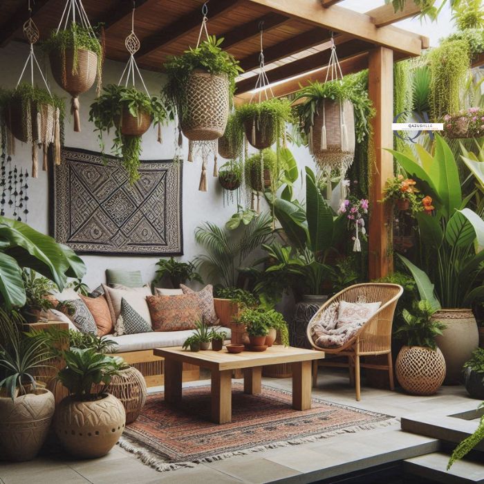 Creating A Lush Landscape: a boho patio with plants that thrive in the local climate