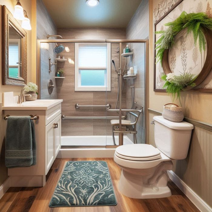 Elderly-friendly features in a small bathroom remodel