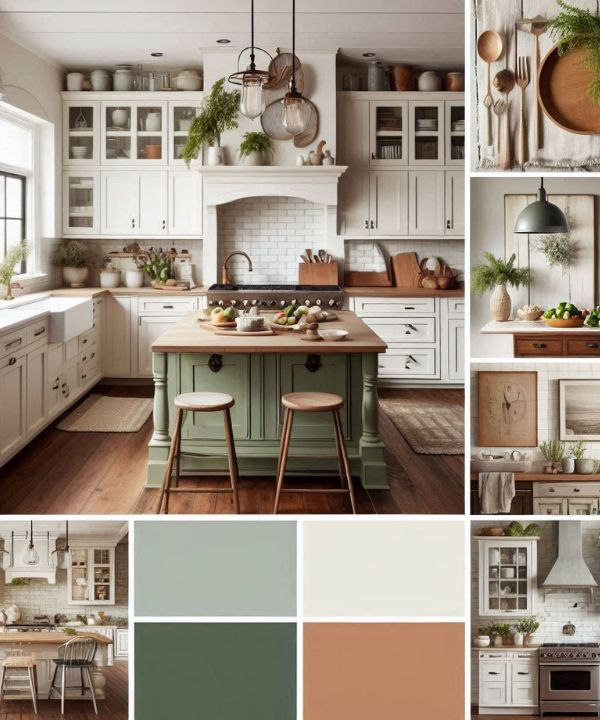 Farmhouse Kitchen Color Schemes: neutral colors like white