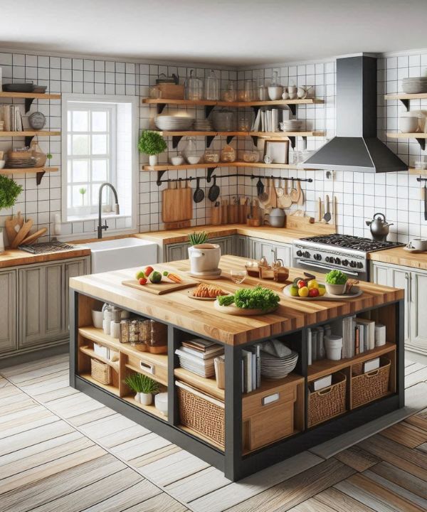 Functional farmhouse kitchen layout with a kitchen work triangle