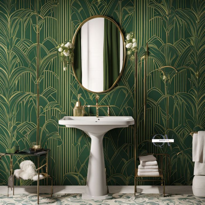 Green Art Deco Wallpaper