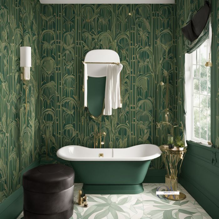 Green Art Deco Wallpaper