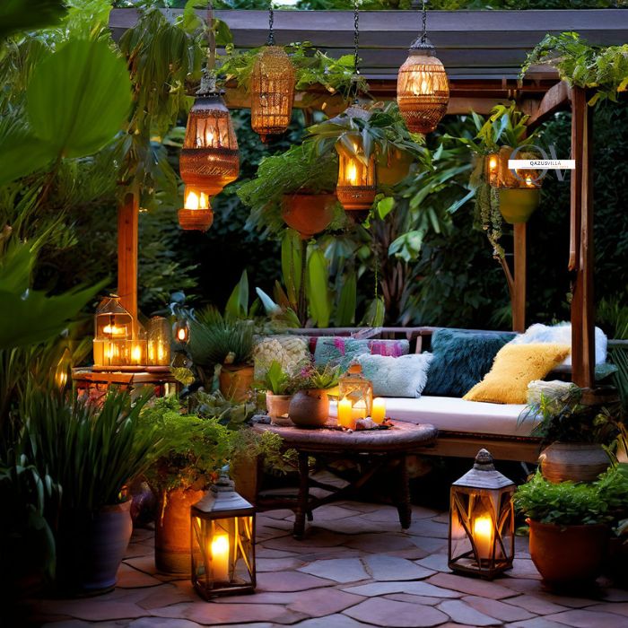 Lush Greenery Sanctuary
Transform your patio into a green oasis with potted plants and hanging greenery.
Incorporate plant stands of varying heights for a dynamic look.
Choose plants that thrive in your climate for easy maintenance.
Add a small water feature for a soothing ambiance.
Use solar-powered lanterns to illuminate the space at night.