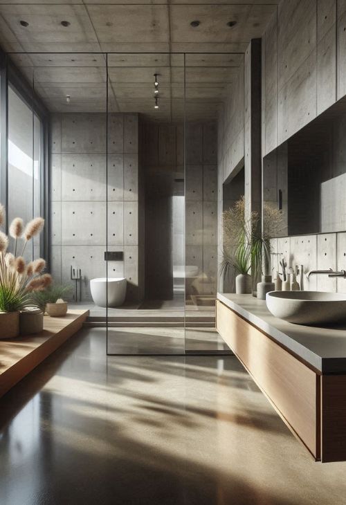  Master Bathroom with a concrete floor and drop-in sink