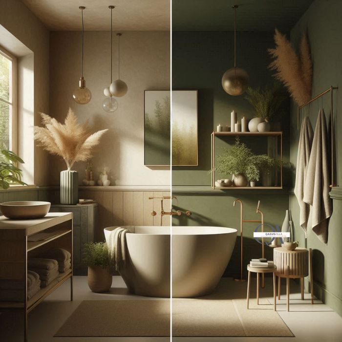 Olive and Khaki Shades bathroom calm sophisticated atmosphere subtle elegance natural hues versatile pairing warm undertones timeless appeal