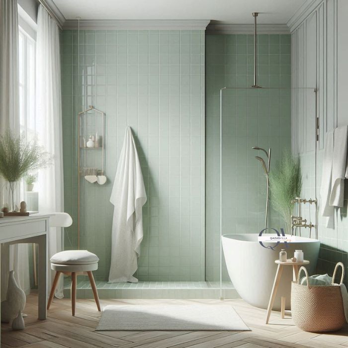 Pale Green Shower Tile neutral bathrooms fresh inviting space subtle color bright airy timeless appeal modern classic styles easy pairing white grey wood accents serene atmosphere