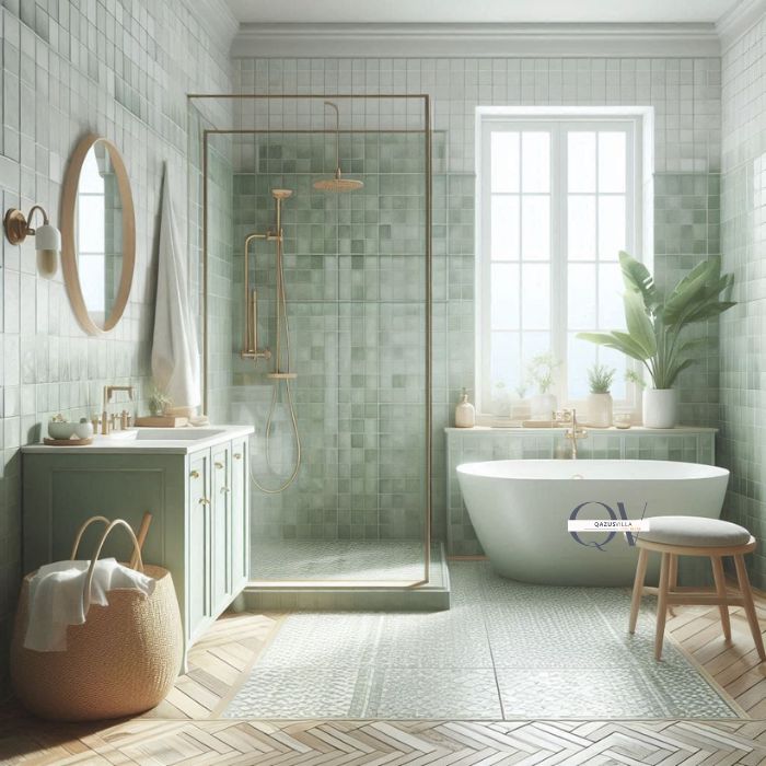 Pale Green Shower Tile neutral bathrooms fresh inviting space subtle color bright airy timeless appeal modern classic styles easy pairing white grey wood accents serene atmosphere