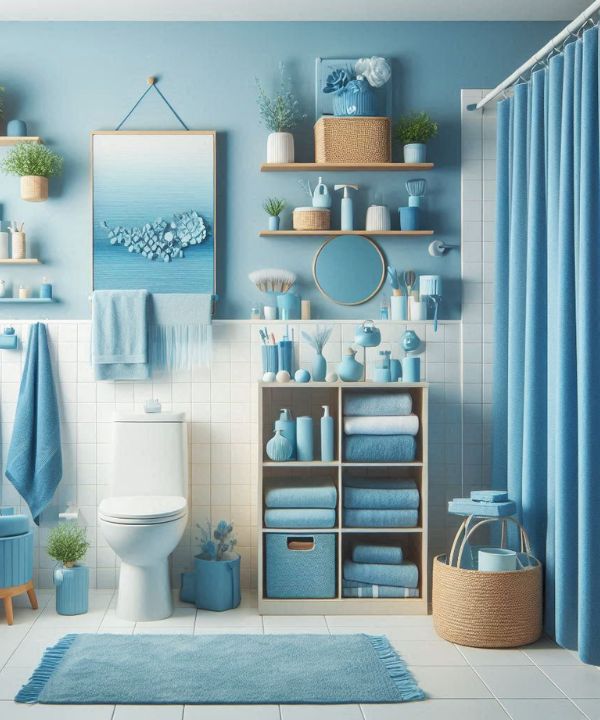 Small Bathroom Ideas on a Budget with blue them