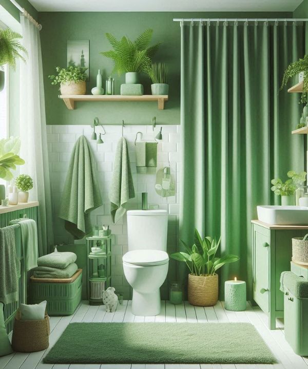 Small Bathroom Ideas on a Budget with green theme