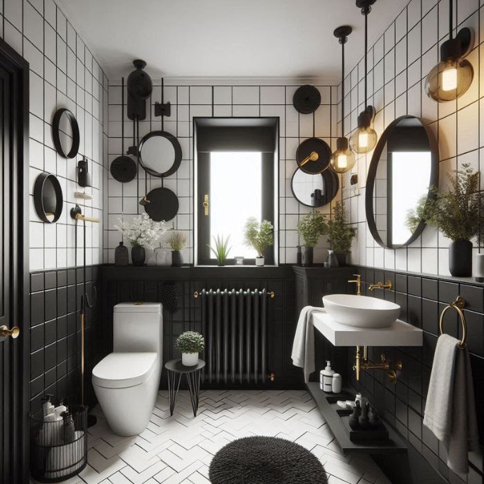 Small bathroom ideas with bold black accents