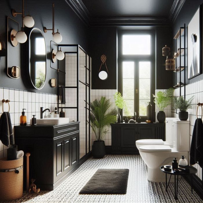 Small bathroom ideas with bold black accents