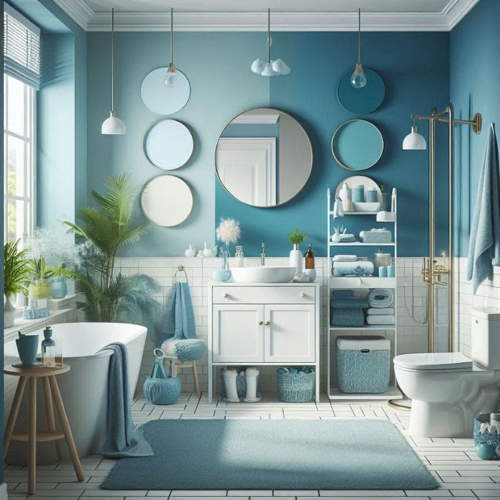 Small bathroom ideas with calming blue shades