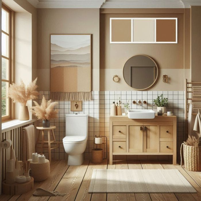 Small bathroom ideas with cozy beige tones