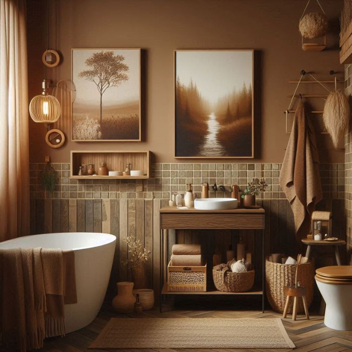 Small bathroom ideas with earthy brown shades