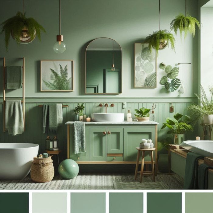 Small bathroom ideas with refreshing green hues