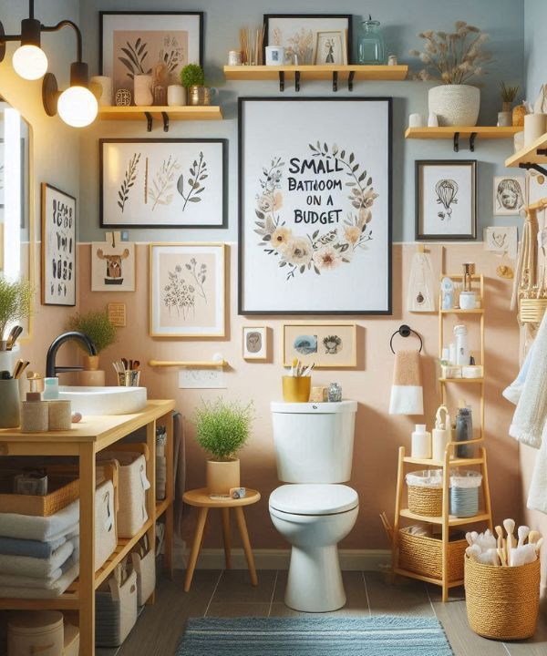Small bathroom with affordable decor and accessories