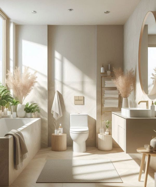 Small bathroom with light colors for a spacious feel
