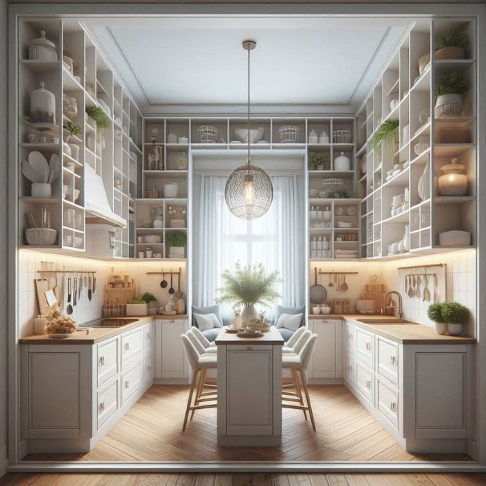 Square Kitchen Layout with symmetrical design