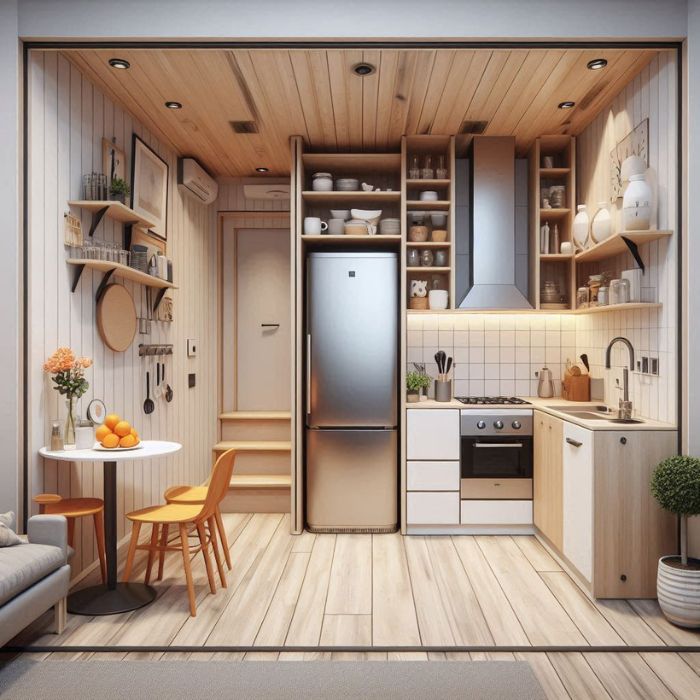  Tiny House Kitchen Layout with space-saving appliances