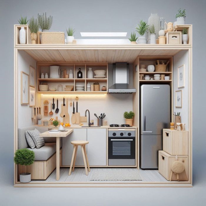  Tiny House Kitchen Layout with space-saving appliances