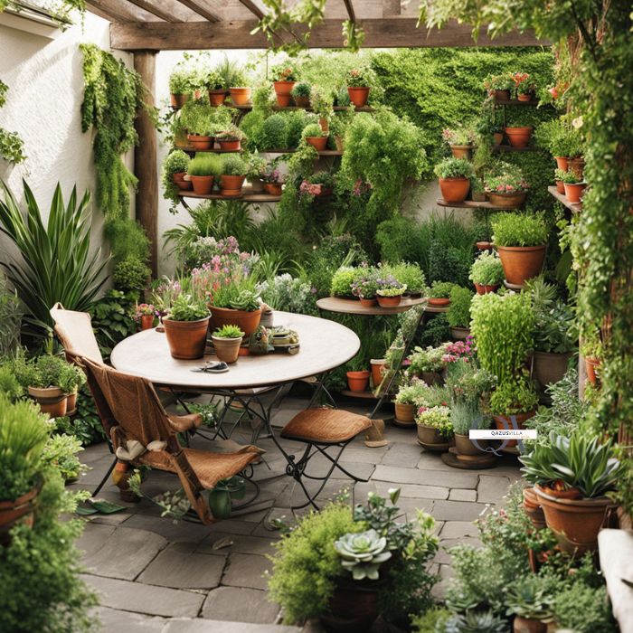 Greenery and Plants in a Small Patio
