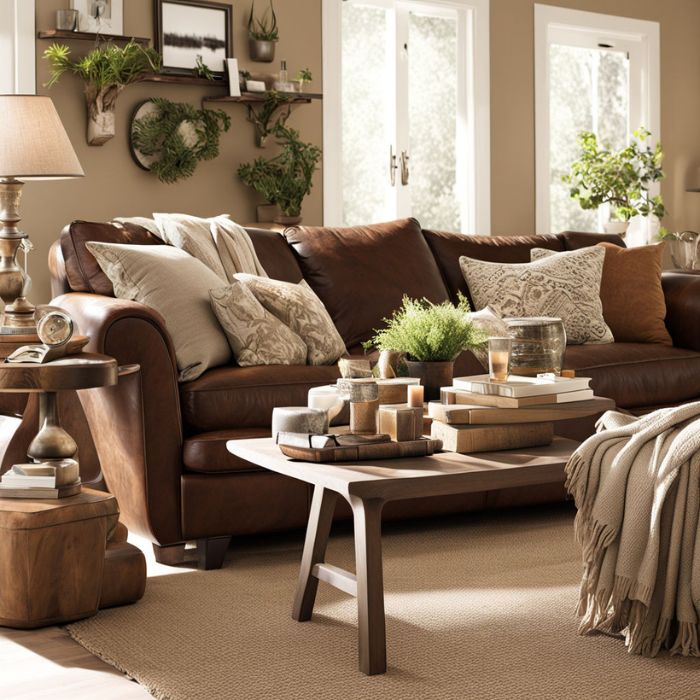 Neutral Living Room Ideas Brown Couch Warmth
