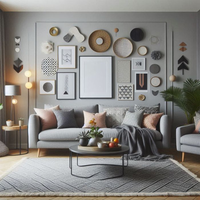 Neutral Living Room Ideas Grey Sofa with Bold Accents
