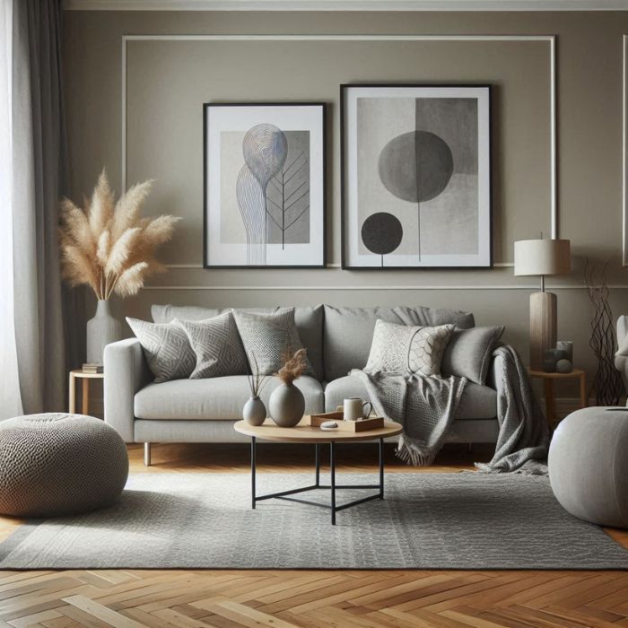 Neutral Living Room Ideas Grey Sofa with Bold Accents
