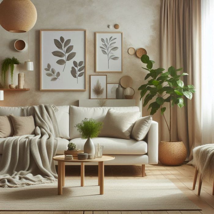 Neutral Living Room Ideas Incorporate Plants
