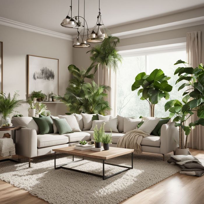 Neutral Living Room Ideas Incorporate Plants
