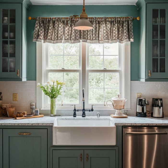 Small Kitchen Window Ideas Add a Valance
