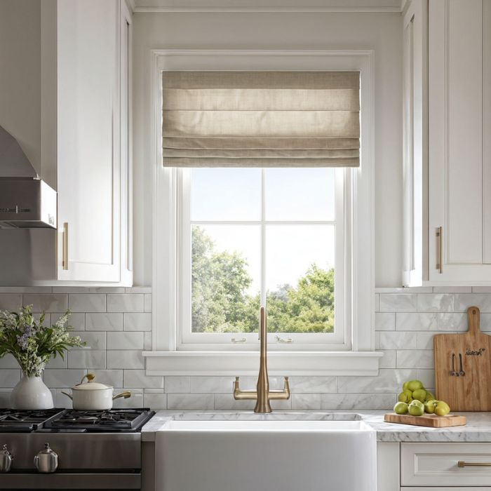 Small Kitchen Window Ideas Add a Valance
