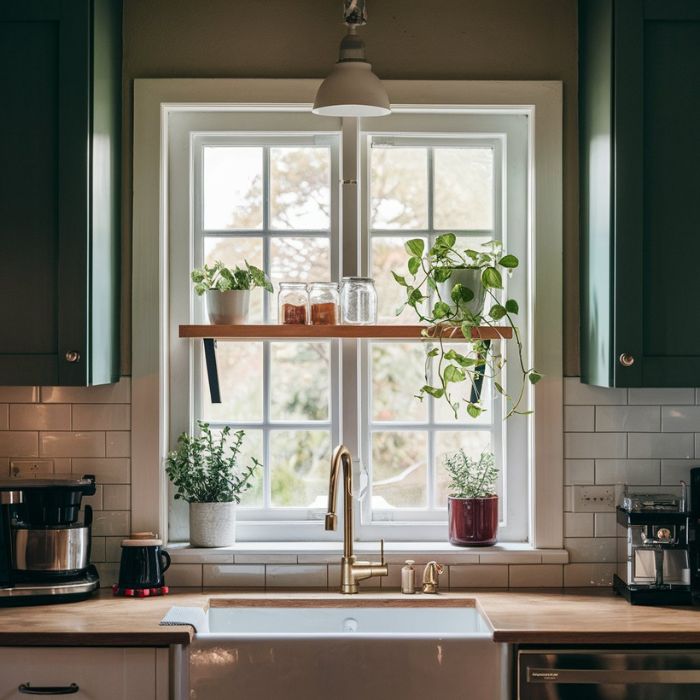 Small Kitchen Window Ideas Add a Window Shelf
