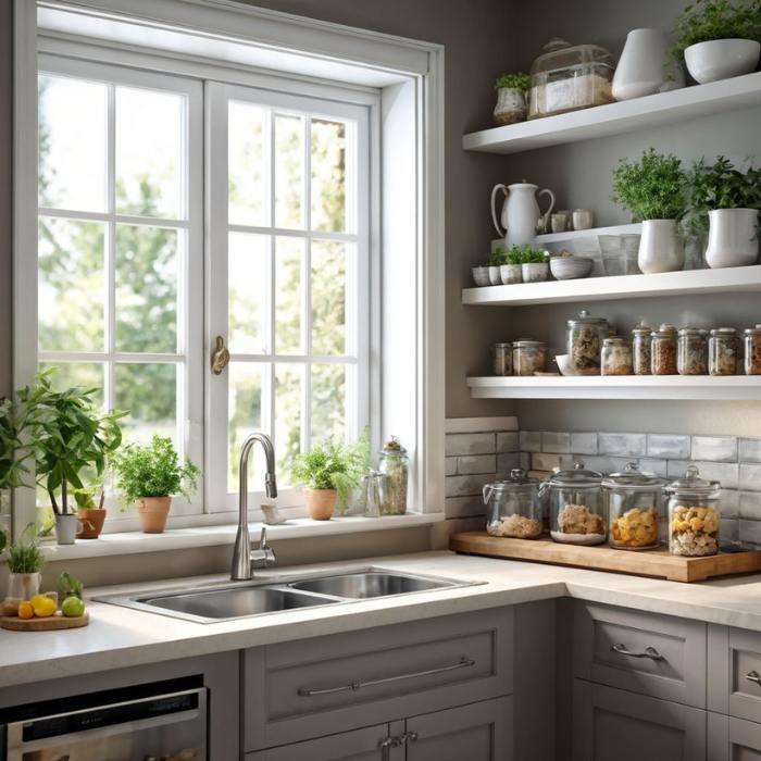 Small Kitchen Window Ideas Add a Window Shelf
