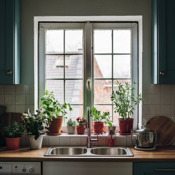 Small Kitchen Window Ideas Decorate with Plants
