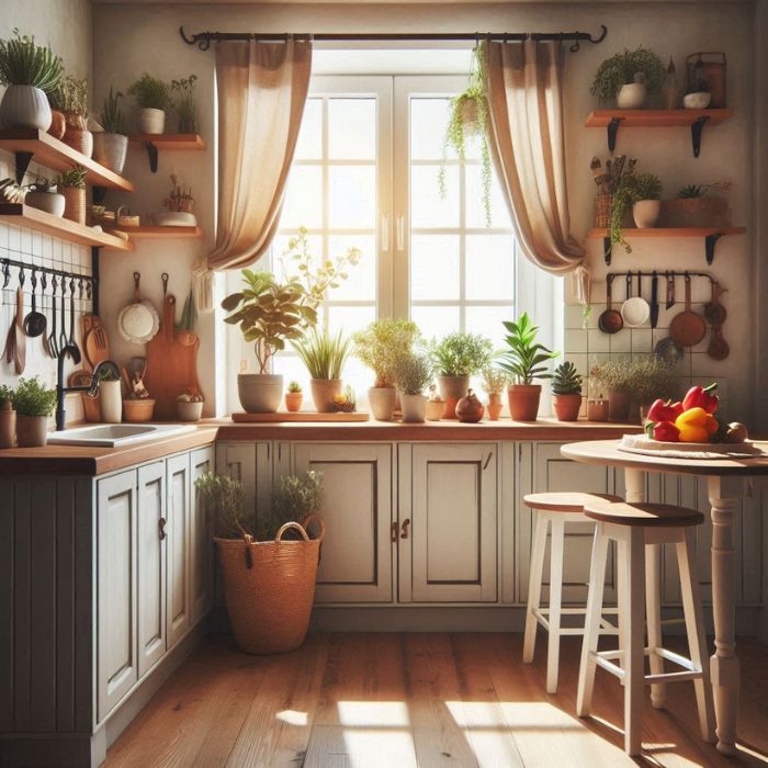 Small Kitchen Window Ideas Decorate with Plants
