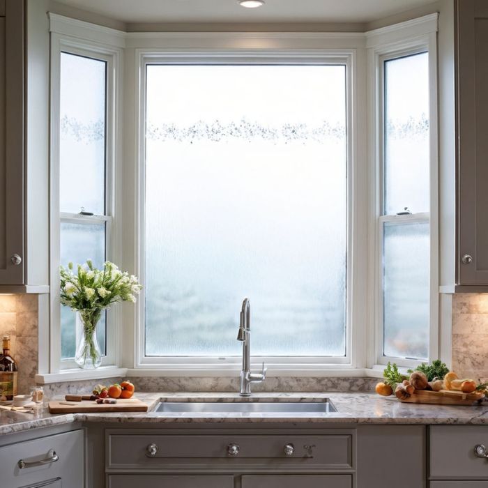 Small Kitchen Window Ideas Use Frosted Glass
