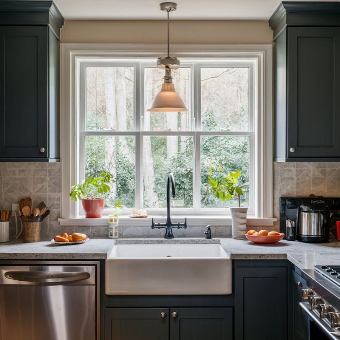 Small Kitchen Window Ideas Use Frosted Glass
