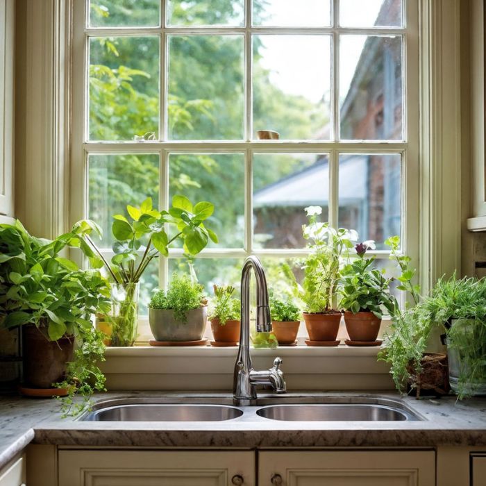 Small Kitchen Window Ideas Decorate with Plants
