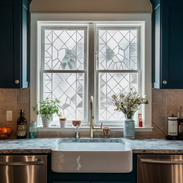 Small Kitchen Window Ideas Use Frosted Glass
