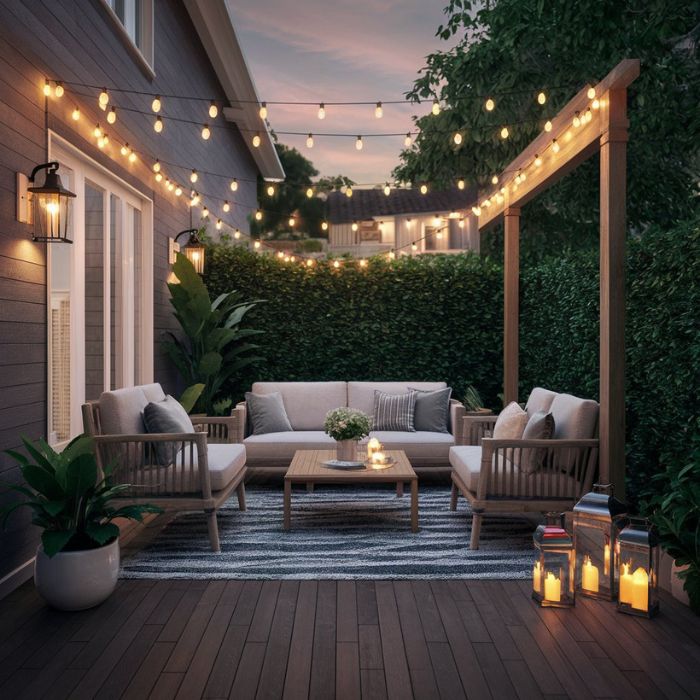 Small Patio Ideas Incorporate Lighting
