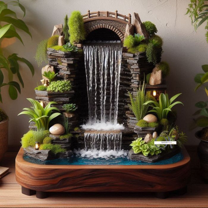 Small Water Features tabletop fountain wall-mounted waterfall compact pond kit water plants natural look water features mask noise
