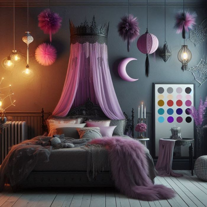 Whimsy goth bedroom with Choosing the Right Colors